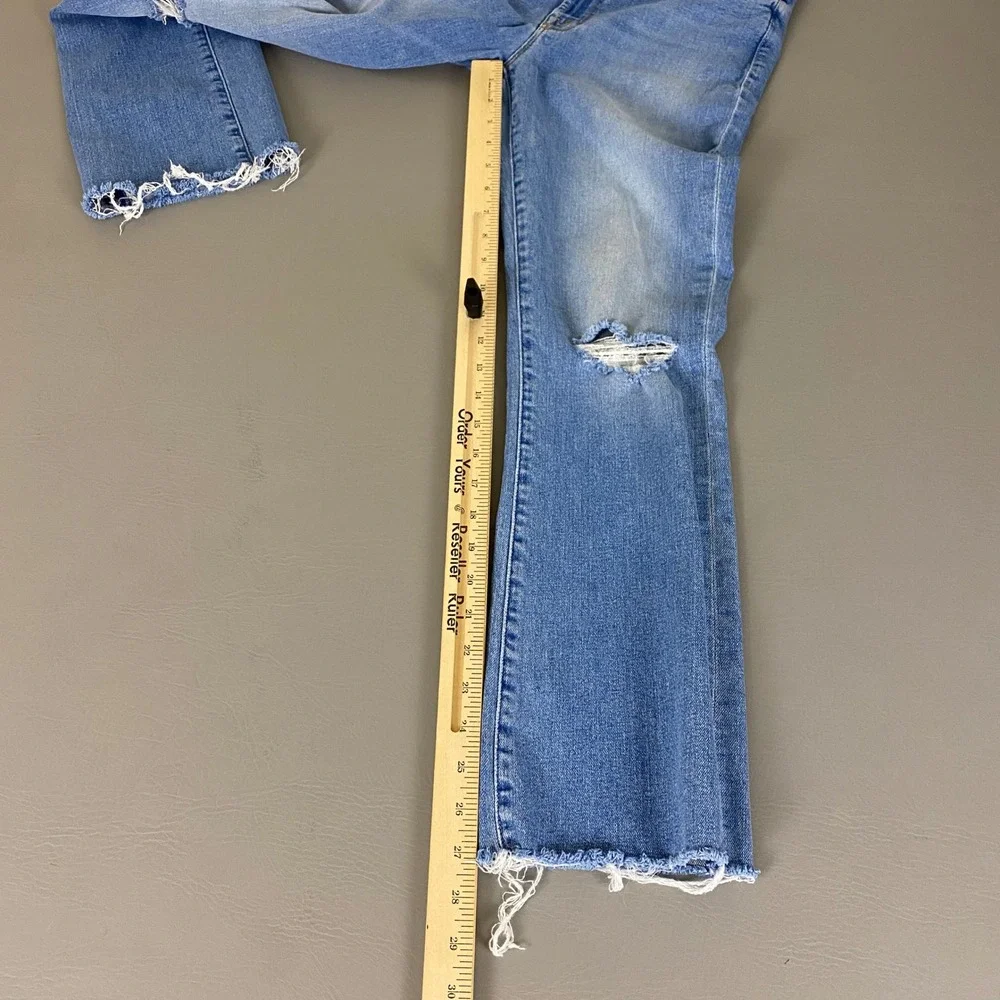 MOTHER The Hustler Ankle Fray Jeans Womens 26 Blue Distressed Ripped Flare Denim - Picture 10 of 13